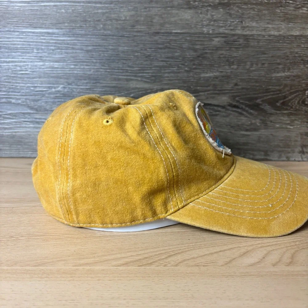 New Orleans Hat Cap Strap Back Yellow Distressed Patch Adjustable